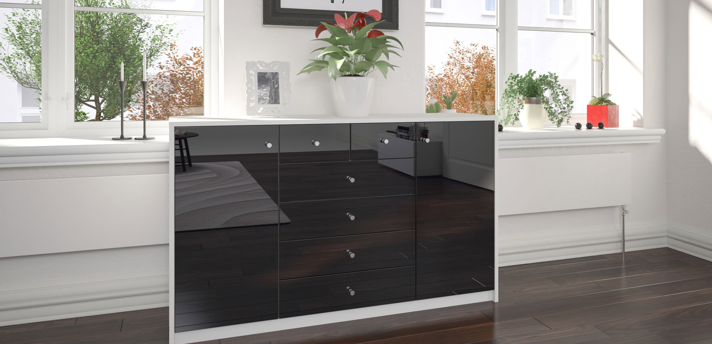 Casa Padrino Shabby Chic Landhaus Stil Schrank Buffetschrank Weiss